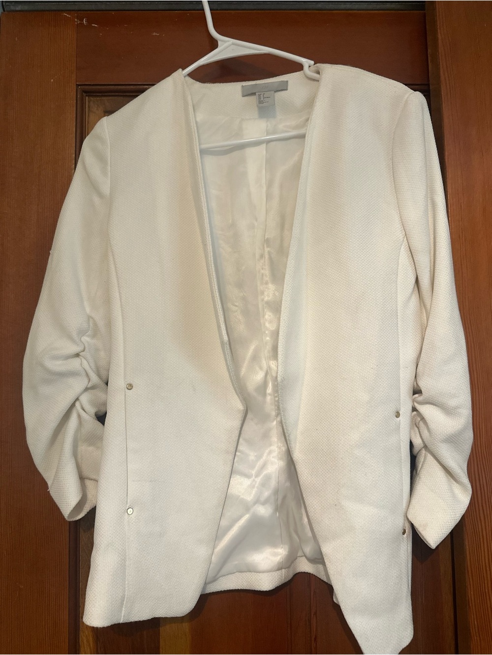 H&M White Open-Front Blazer Jacket